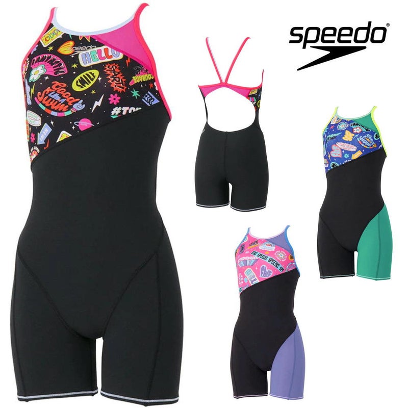 スピード SPEEDO 競泳水着 練習用水着 レディース カラフルアイコンズターンズショートニースキン ENDURANCE ECO 競泳練習水着 2026年秋冬モデル STW12655