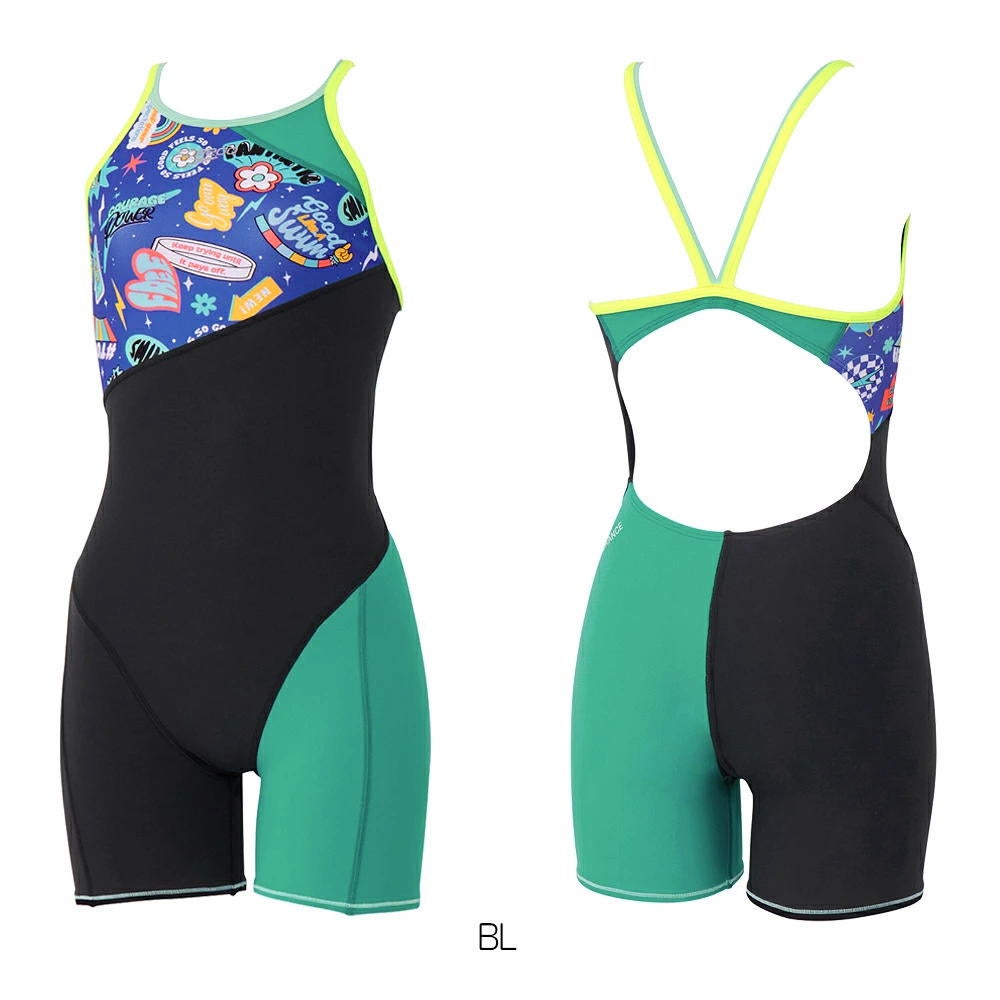スピード SPEEDO 競泳水着 練習用水着 レディース カラフルアイコンズターンズショートニースキン ENDURANCE ECO 競泳練習水着 2026年秋冬モデル STW12655