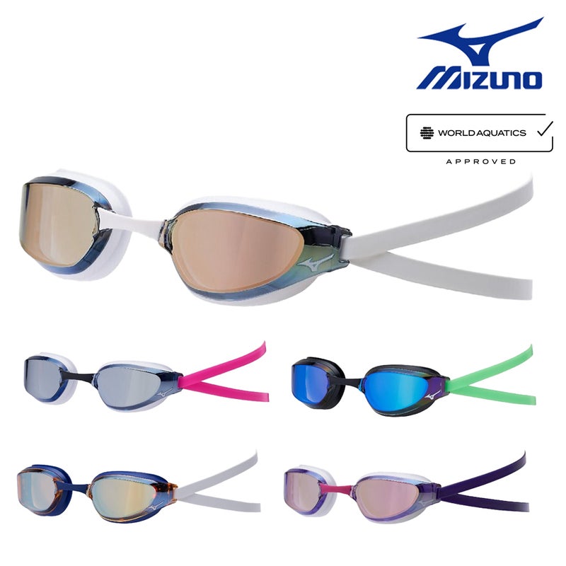 ミズノMIZUNO水泳レーシングゴーグルミラーレンズ限定ゴーグルクッション一体成型WA承認モデルくもり止め競泳2026年秋冬モデルN3JED531fina承認