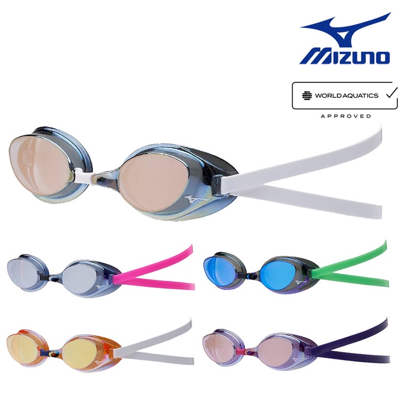 ミズノMIZUNO水泳レーシングゴーグルミラーレンズ限定ゴーグルノンクッションタイプWA承認モデルくもり止め競泳2026年秋冬モデルN3JED581fina承認
