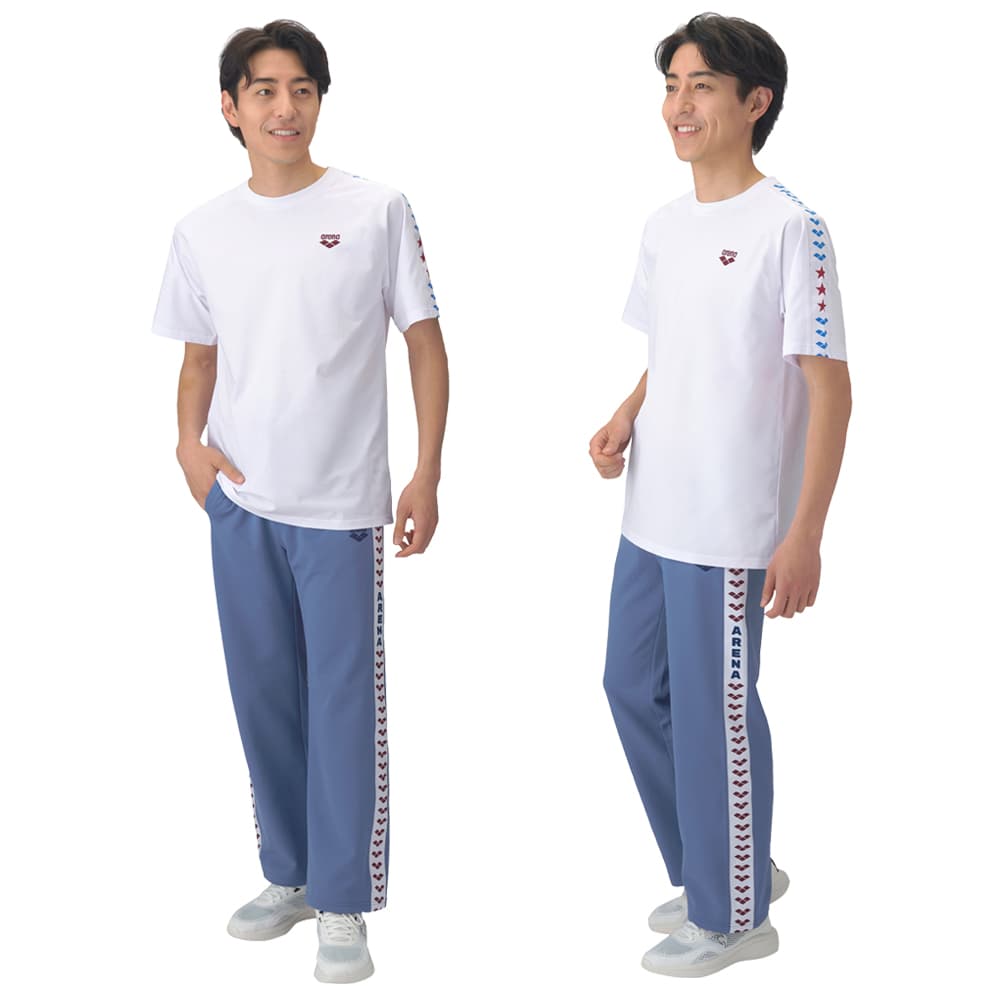 アリーナARENA半袖Ｔシャツメンズユニセックスチームライン布帛ライクニット2026年秋冬別注モデルAS6FHT01UB