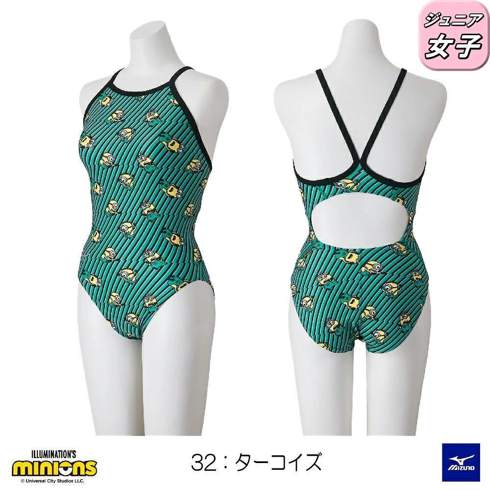 ミズノ MIZUNO 競泳水着 ジュニア女子 練習用 エクサースーツ ミディアムカット EXER SUITS U-Fit ミニオンズ MINIONS 2026年秋冬モデル N2MAD997