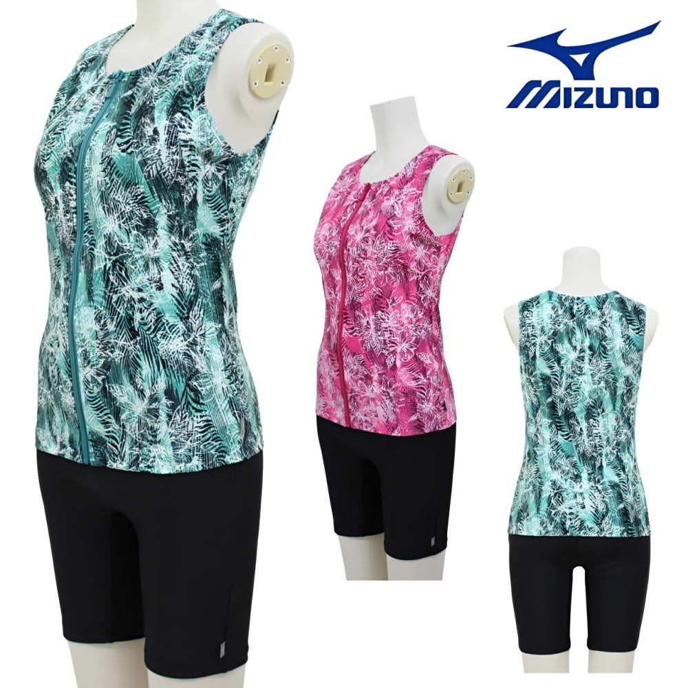 ミズノMIZUNO別注オリジナルフィットネス水着レディースセパレーツセパレートファスナー付き袖なしパッド付きN2JGDW51