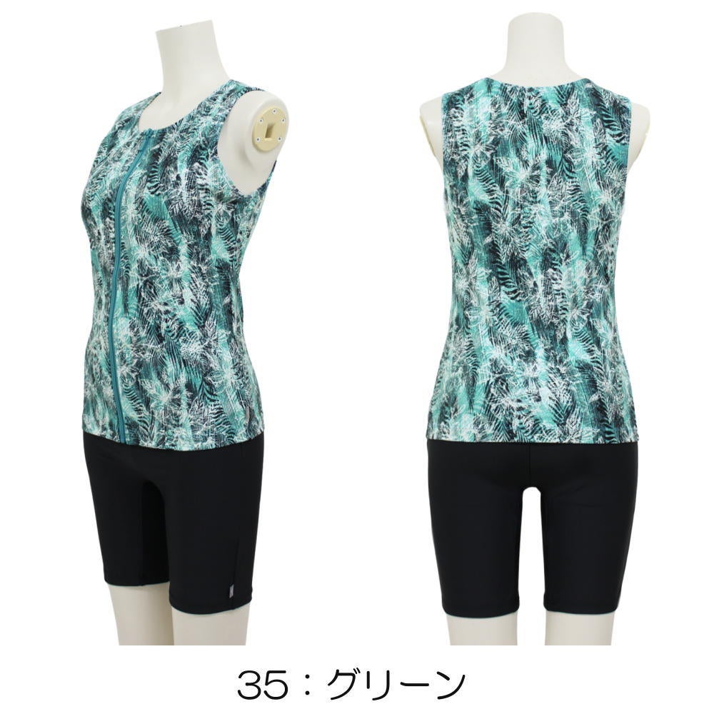 ミズノMIZUNO別注オリジナルフィットネス水着レディースセパレーツセパレートファスナー付き袖なしパッド付きN2JGDW51