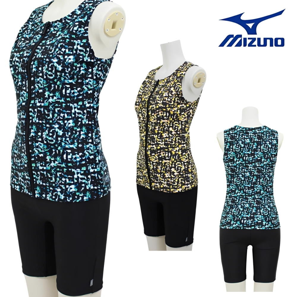 ミズノMIZUNO別注オリジナルフィットネス水着レディースセパレーツセパレートファスナー付き袖なしパッド付きN2JGDW52