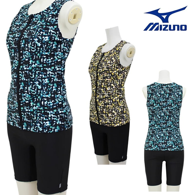 ミズノMIZUNO別注オリジナルフィットネス水着レディースセパレーツセパレートファスナー付き袖なしパッド付きN2JGDW52