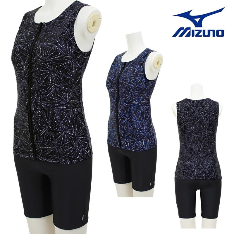 ミズノMIZUNO別注オリジナルフィットネス水着レディースセパレーツセパレートファスナー付き袖なしパッド付きN2JGDW53