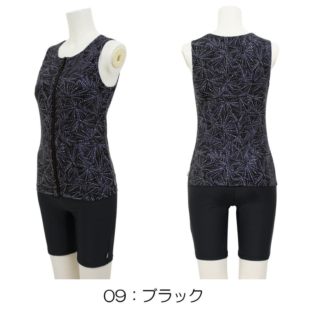 ミズノMIZUNO別注オリジナルフィットネス水着レディースセパレーツセパレートファスナー付き袖なしパッド付きN2JGDW53