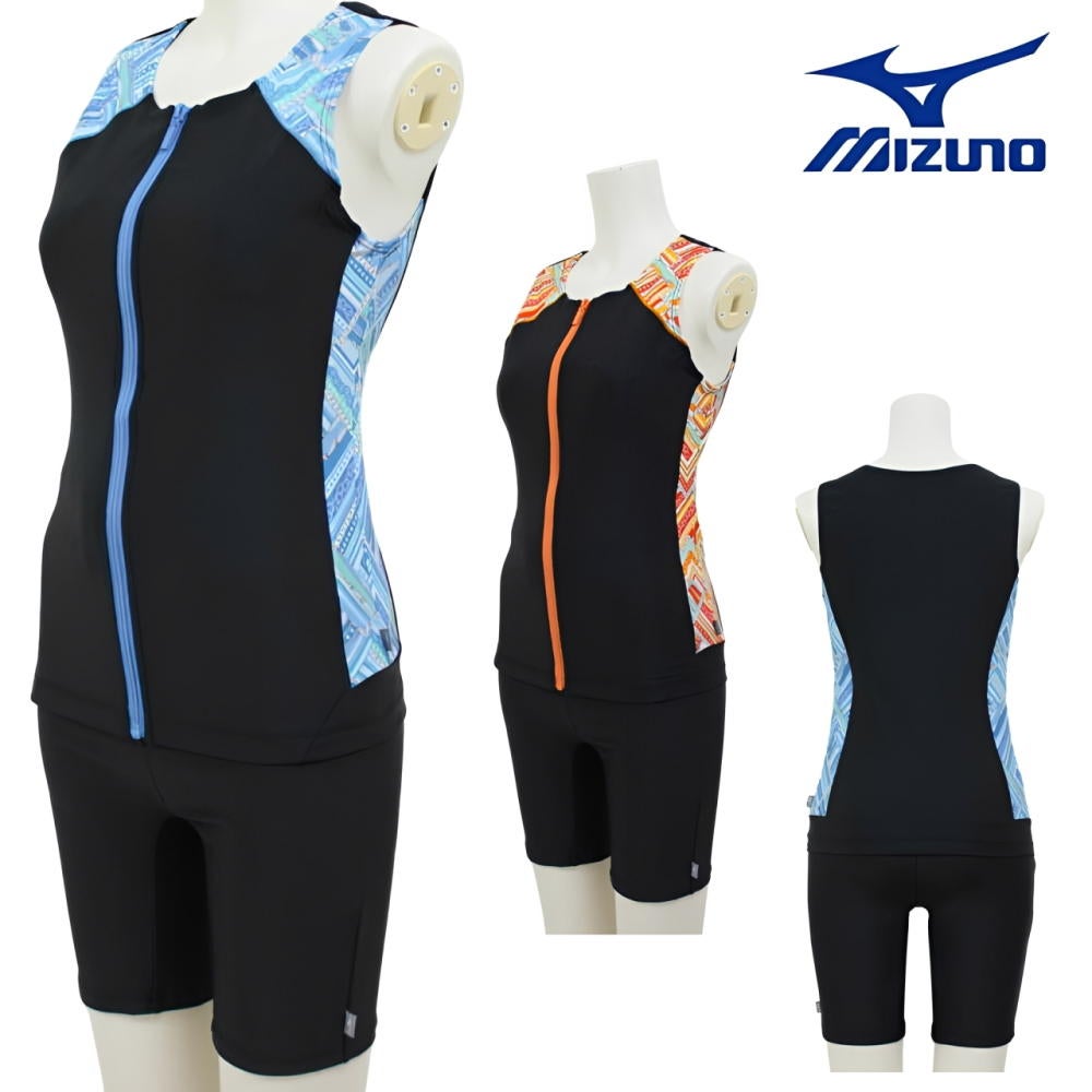 ミズノMIZUNO別注オリジナルフィットネス水着レディースセパレーツセパレートファスナー付き袖なしパッド付きN2JGDW53