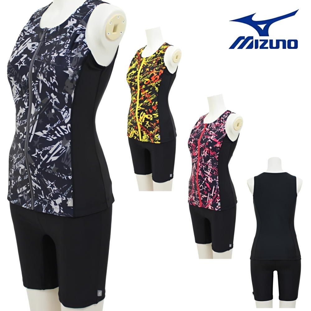 ミズノMIZUNO別注オリジナルフィットネス水着レディースセパレーツセパレートファスナー付き袖なしパッド付きN2JGDW55