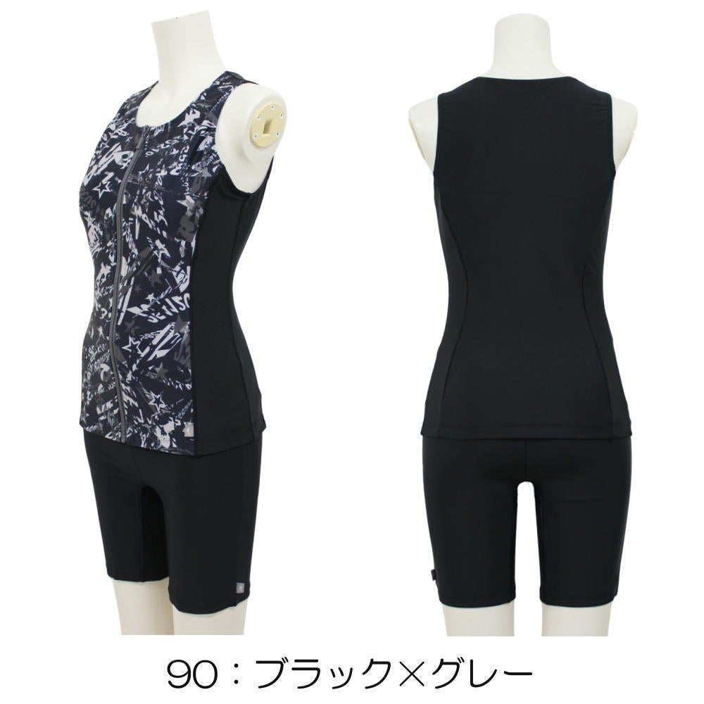 ミズノMIZUNO別注オリジナルフィットネス水着レディースセパレーツセパレートファスナー付き袖なしパッド付きN2JGDW55