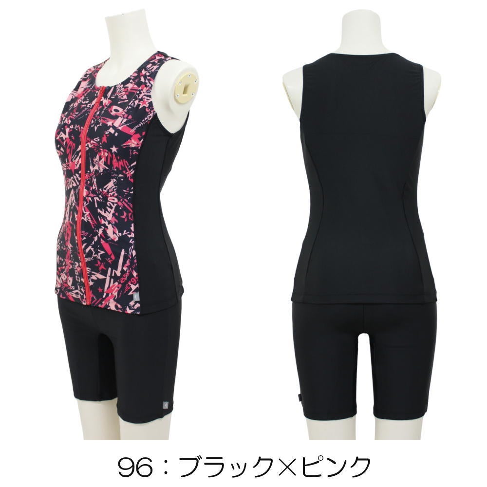 ミズノMIZUNO別注オリジナルフィットネス水着レディースセパレーツセパレートファスナー付き袖なしパッド付きN2JGDW55