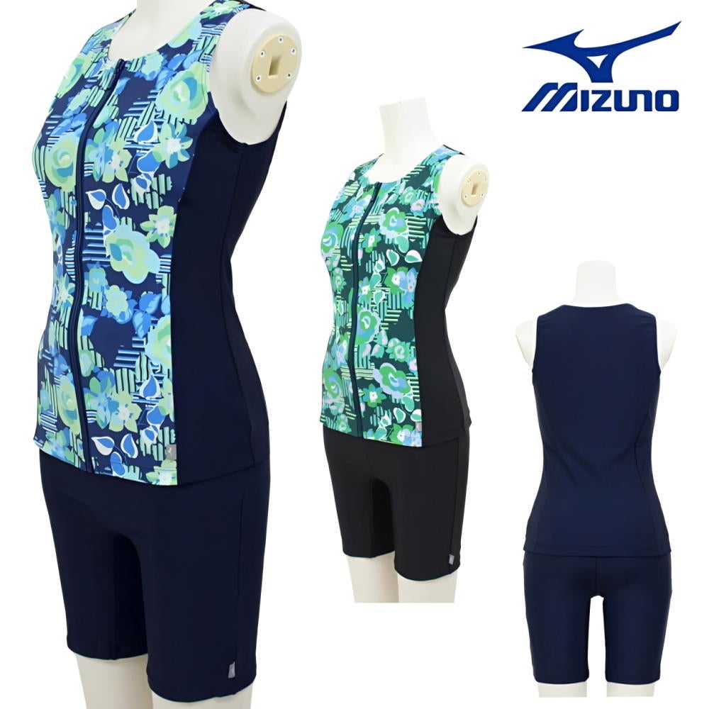 ミズノMIZUNO別注オリジナルフィットネス水着レディースセパレーツセパレートファスナー付き袖なしパッド付きN2JGDW56