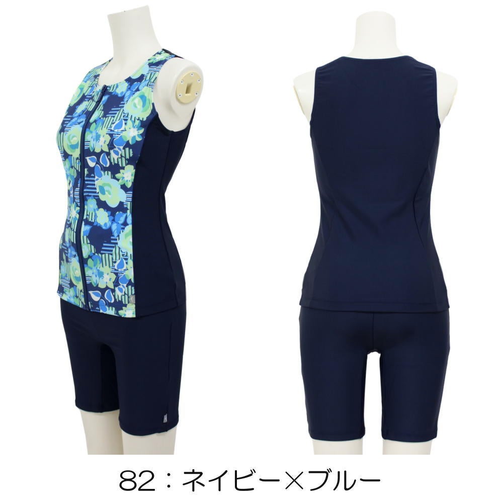 ミズノMIZUNO別注オリジナルフィットネス水着レディースセパレーツセパレートファスナー付き袖なしパッド付きN2JGDW56