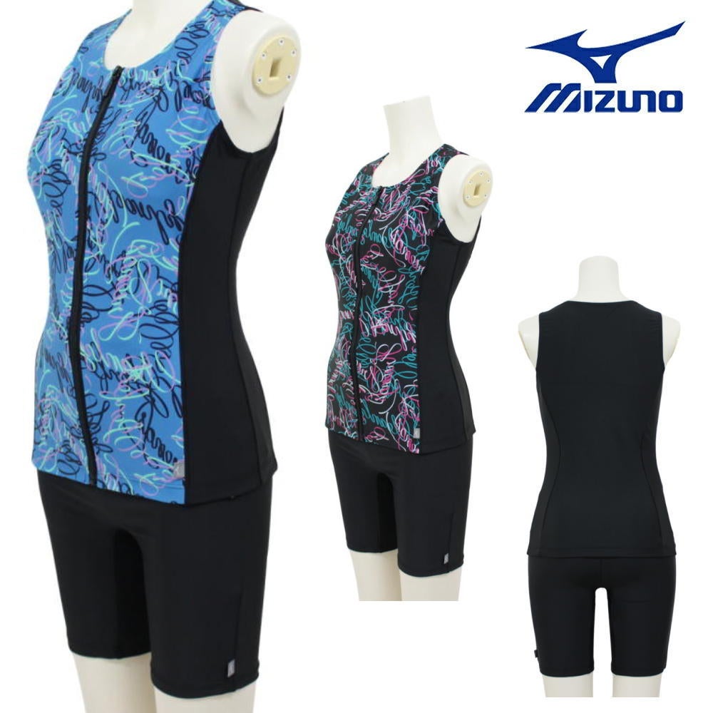ミズノMIZUNO別注オリジナルフィットネス水着レディースセパレーツセパレートファスナー付き袖なしパッド付きN2JGDW57