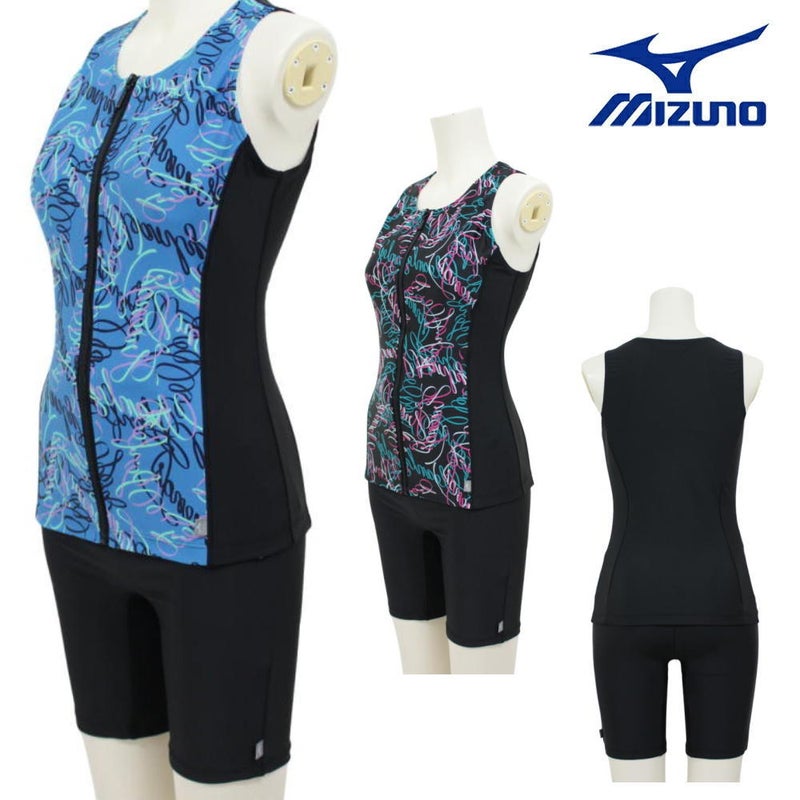 ミズノMIZUNO別注オリジナルフィットネス水着レディースセパレーツセパレートファスナー付き袖なしパッド付きN2JGDW57