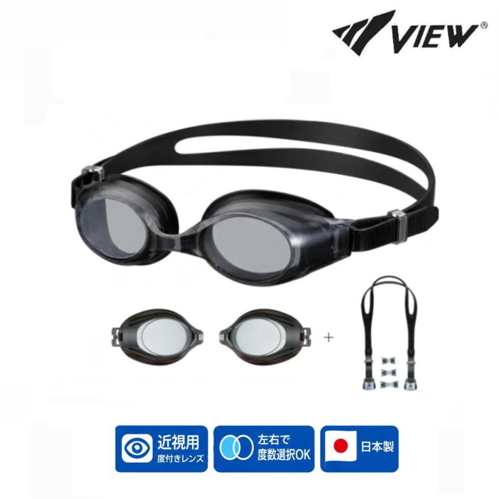 ビューVIEW度付きゴーグル水泳クッション付きクリアレンズセットスイミング競泳レーシングSWIPEスワイプOPTIC-V580SA