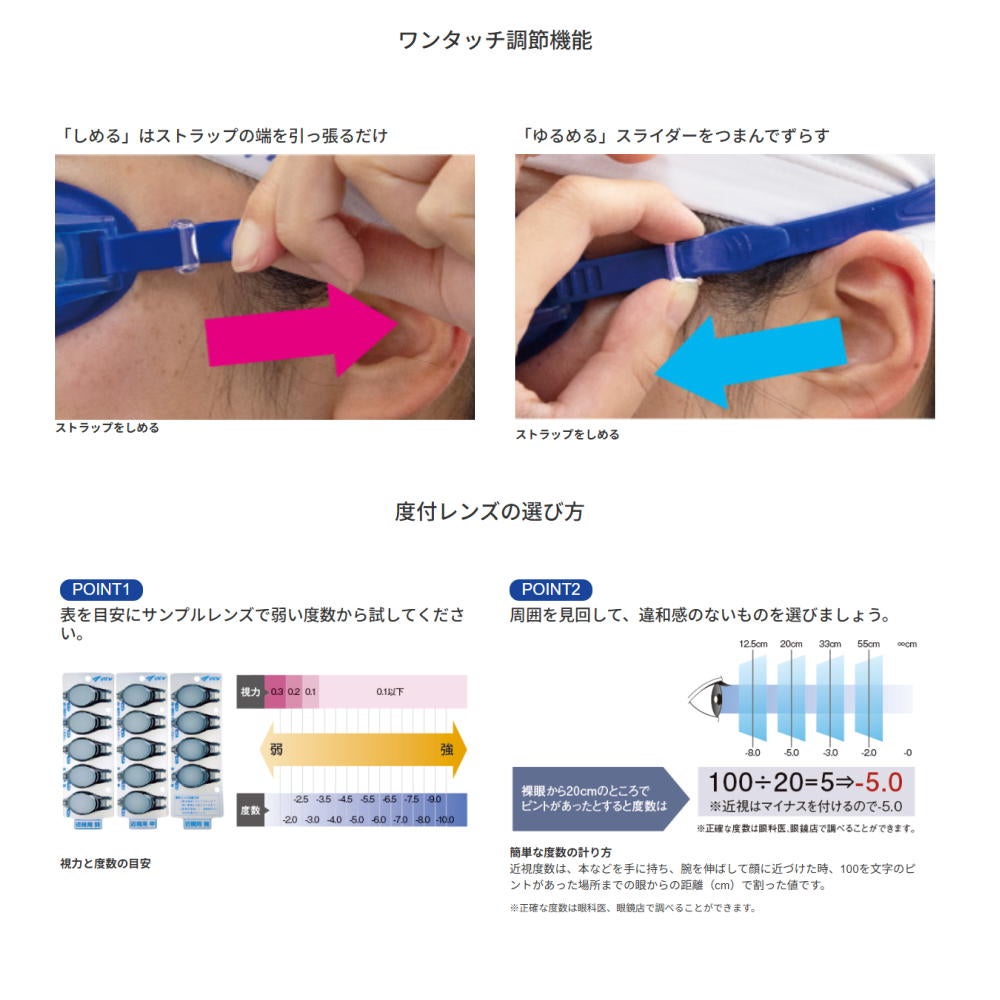 ビューVIEW度付きゴーグル水泳クッション付きクリアレンズセットスイミング競泳レーシングSWIPEスワイプOPTIC-V580SA